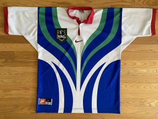 Vtg Rare 1998 Zealand Auckland Warriors Nike Nrl Rugby League Jersey Large