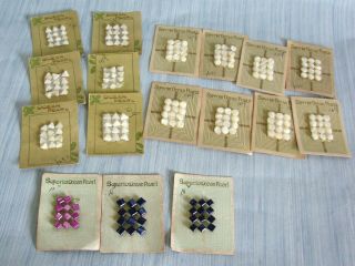 17 Cards - 200 Tiny Mother Of Pearl Buttons On Cards