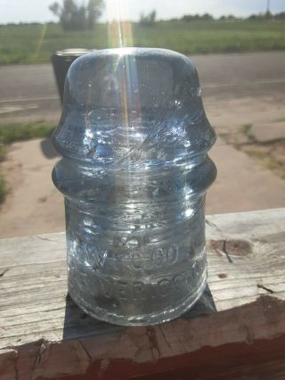 Rare W.  F.  G.  Co Denver Colorado Glass Insulator Vintage Cornflower Blue 16