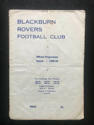 Blackburn Rovers V Swansea Town 25.  02.  1950 Rare Item