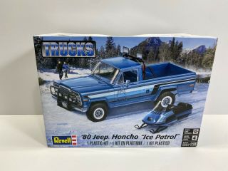 Revell 1:24 Scale 1980 Jeep Honcho Ice Patrol Snowmobile Boxed Model Kit Nores