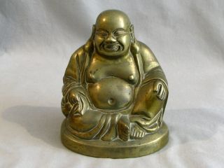 Old Solid Brass Chinese Buddha Figure