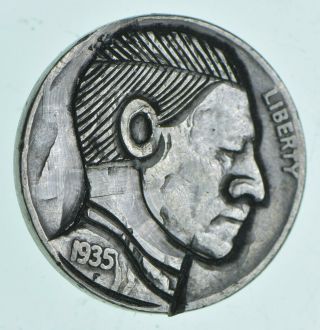 Rare - 1935 - Hand Engraved - Hobo Nickel Buffalo - Highly Collectible 086