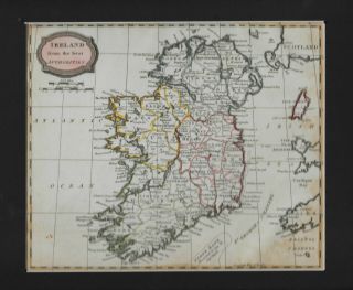 1810 Hand - Colored,  Steel - Engraved Antique Map Of Ireland Barclay 