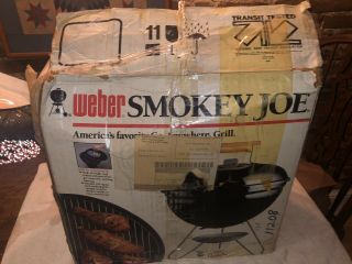 Vintage Weber Smokey Joe Bbq Charcoal Grill Black Rare