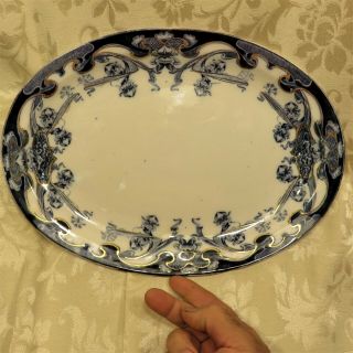 Antique Royal Staffordshire Flow Blue Oval Serving Platter Iris 14 5/8 " X10 1/2 "
