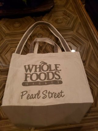 Unique Whole Foods Large Canvas Double Strap Shopping Tote Rare