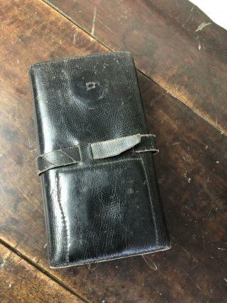 Antique Black Leather Fly Fishing Wallet With 30,  Old Flies 2