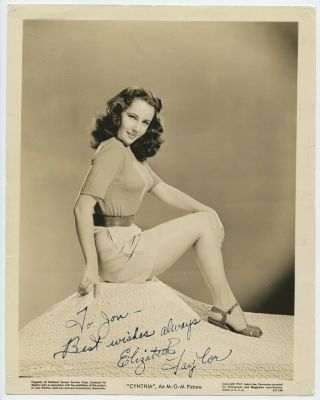 1947 Early 8 " X 10 " Photo Elizabeth Taylor Mgm " Cynthia " Signed Rare