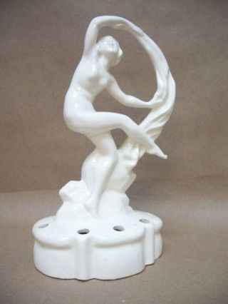 Art Deco Nude Dancing Flower Frog Robe Draped Germany Sculpture Statue Germany