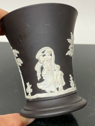 Vtg Rare Wedgwood Black Jasperware Art Nouveau Miniature Vase Urn