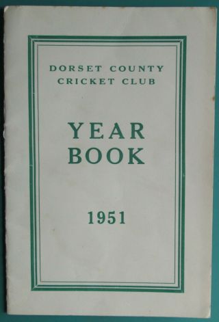Dorset County Cricket Club Yearbook 1951 1950 Annual Report Local Adverts Rare