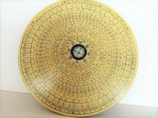 Antique Luo Pan Feng Shui Astrological Metaphysical Compass Celluloid On Wood