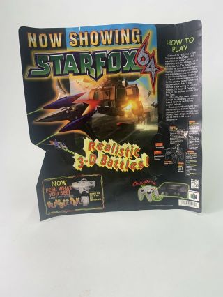 Star Fox 64 N64 Vintage Rare Promo Large Store Display Poster 1997 Nintendo