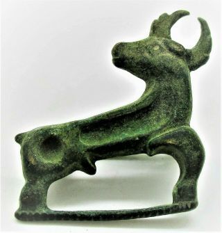Ancient Roman Bronze Stag Legionary Fibula Brooch 200ad - Incredibly Rare