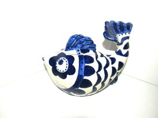 Rare Under The Sea Blue And White Ceramic Fish Tea Pot Design