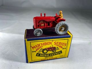 Vintage Matchbox Moko Lesney England No.  4 Massey Harris Red Tractor Rare