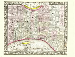 1860 Mitchell Hand Colored Map Philadelphia - Pre Civil War - Outstanding