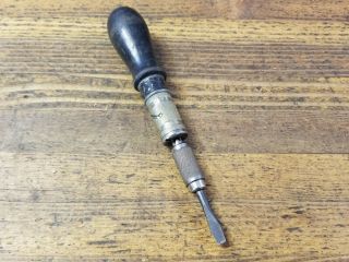 Antique Woodworking Tools Hand Push Drill Bit Brace Rare Millers Falls 29☆usa