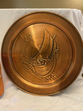 Odel Kopper,  Rare Ship Vintage Solid Copper Plate / Wall Hanging Norway