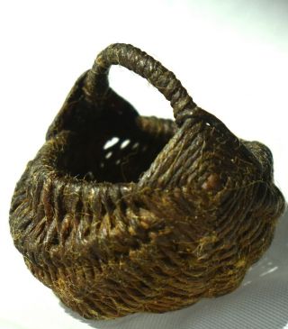 Vtg Dollhouse Miniature Real Wicker Egg Basket Farm Shaker Artisan Hand Woven