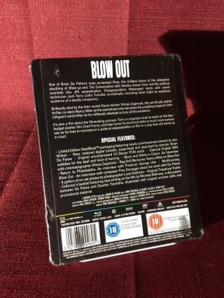 BLOW OUT Blu - Ray Arrow Video Steelbook Region B RARE OOP DAMAGE 2