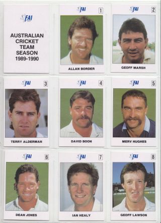 Cricket Australia Very Rare Fai 1989 1990 Trading Card Full Set