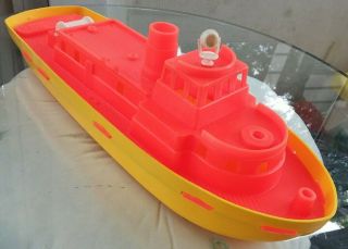 Very Rare Vintage Plastic Toy Cargo Cruise Boat Soft - 100 - Over 12in