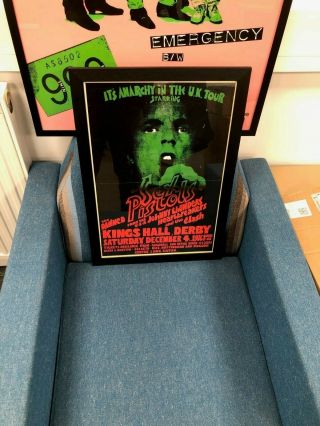Rare Framed Folded Sex Pistols Anarchy In The Uk Gig Double Sided Poster