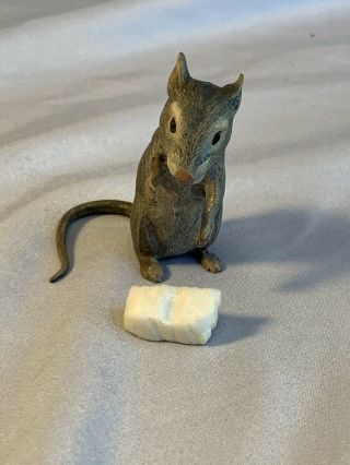 Antique Bronze Mouse With Cheese Absolutely Stunning