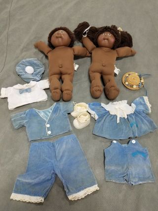 Cabbage Patch Kids Dolls 1980s African American Girl And Boy Pigtails