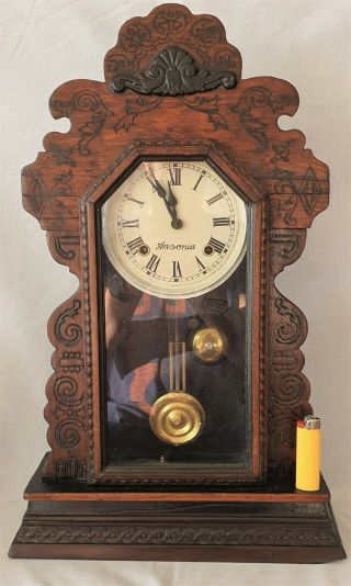 Ansonia Clock Antique American Mantel Shelf Clock Pendulum Key Wind Rare