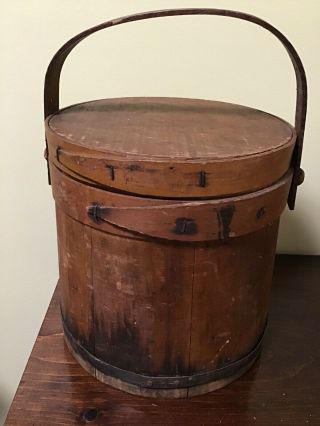 Vintage Antique Wooden Pantry Box With Lid