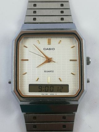 Vintage Casio Aq - 419 (358) Dual Time Japan Quartz Watch