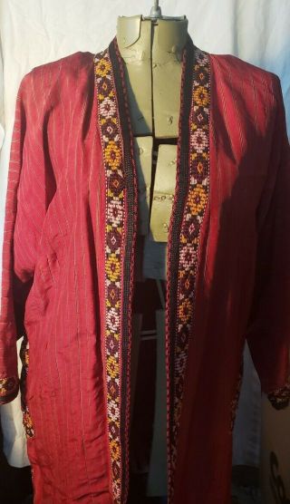 Antique Turkmen Textile Silk Hand Embroidered Chapman Coat Tribal.
