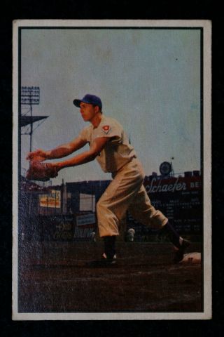 1953 Bowman Color Gil Hodges Brooklyn Dodgers 92 Baseball Card