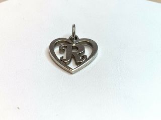 James Avery Retired And Rare Sterling Silver R Initial In Heart Charm / Pendant
