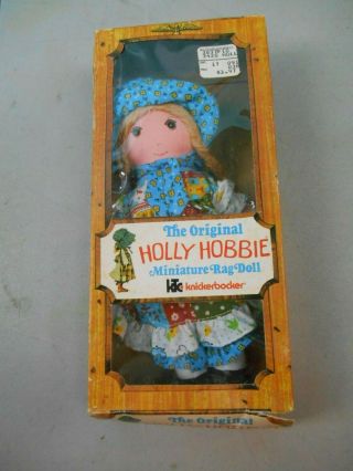 Vintage 1976 The Knickerbocker Holly Hobbie 9 " Cloth Rag Doll W/ Box