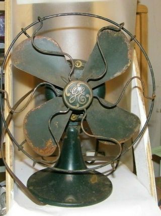 Vintage Antique Old Table Fan Marked Ge Bridgeport,  Conn 11 " Tall - Fan 9 " Wide