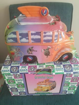 Grateful Dead Bus Cookie Jar,  Vandor,  Ceramic,  Rare & Colorful With Box
