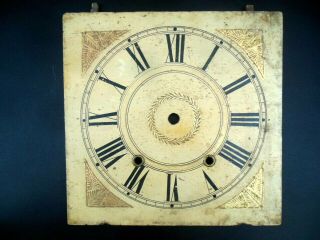 Antique Rare Early Hand Painted Enameled Wooden Clock Face
