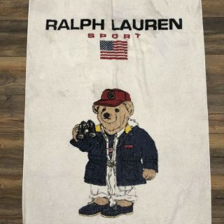 Vintage Ralph Lauren Polo Bear Sport Beach Towel Vtg Rare USA 2