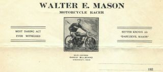1920s Walter E.  Mason Indian Motorcycle Racer Letter Daredevil Antique Lowell Ma