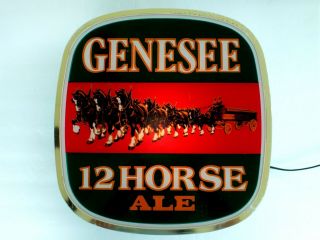 VINTAGE GENESEE 12 HORSE ALE LIGHTED SIGN RARE 2