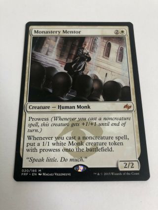 Mtg Rare Mythic Monastery Mentor X 1 Nm - Fate Reforged