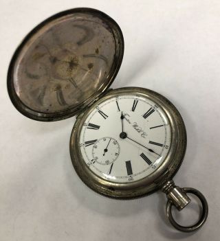 Antique Trenton Watch Co.  Coin Silver Hunter Case Pocket Watch Non - Running