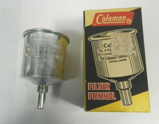 Vintage Coleman Lantern No.  0 Filter Funnel,  Orig Box Gas Kerosene Stove Et