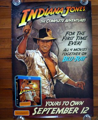 Indiana Jones Rare 2017 Australian Dvd - Blu - Ray One Sheet Movie Poster