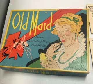 Antique 1937 Whitman Pub.  Old Maid Card Game Complete W Box & Instructions