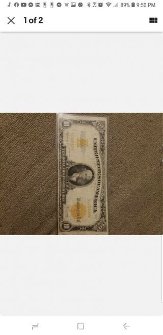 $10 Gold Certificate.  “1922”.  United States Of America.  Large Note Rare Gold